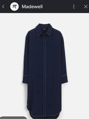 Madewell Navy Long Sleeve Button-Up Shirt Dress